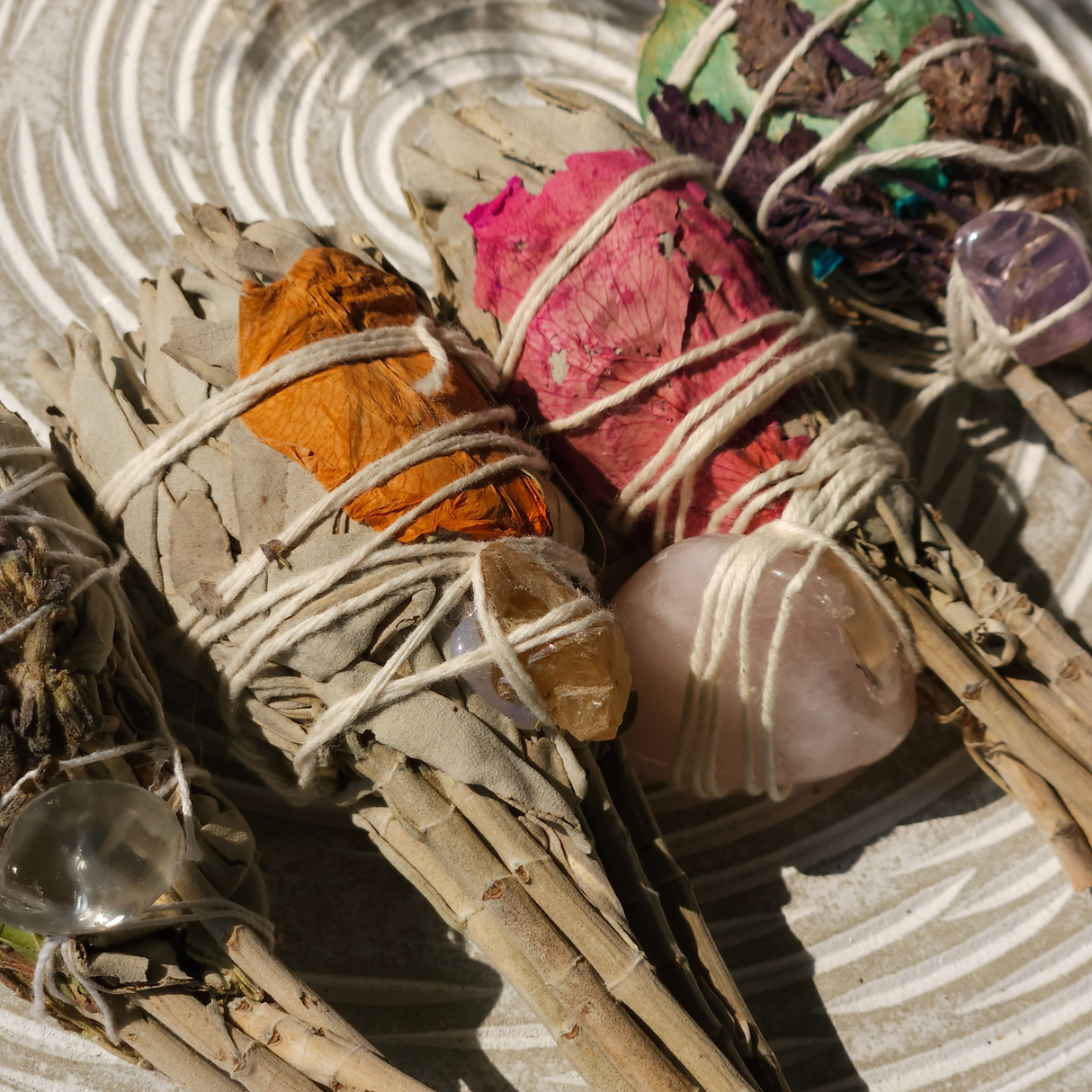 White Sage Bundle with Rose Quartz