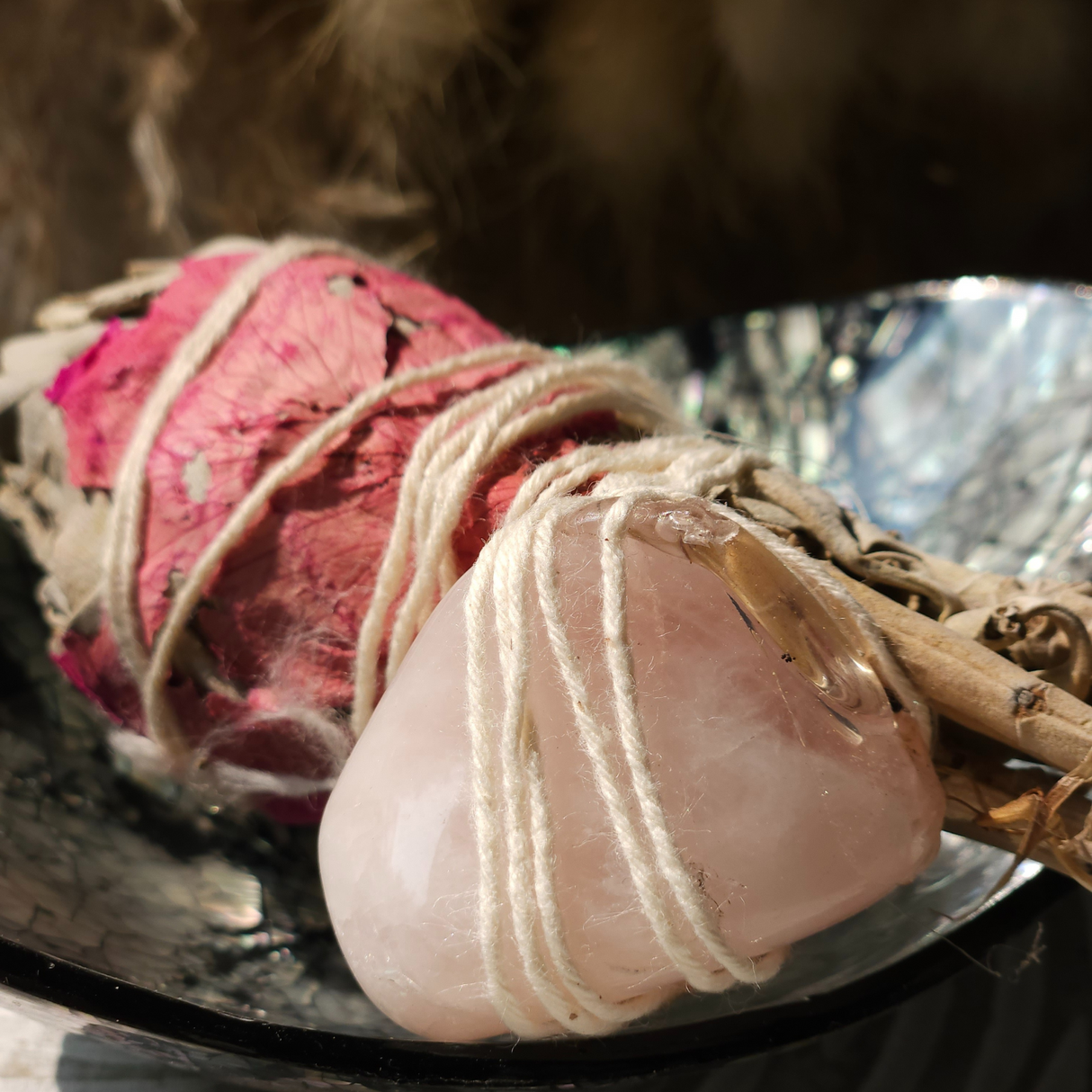 White Sage Bundle with Rose Quartz