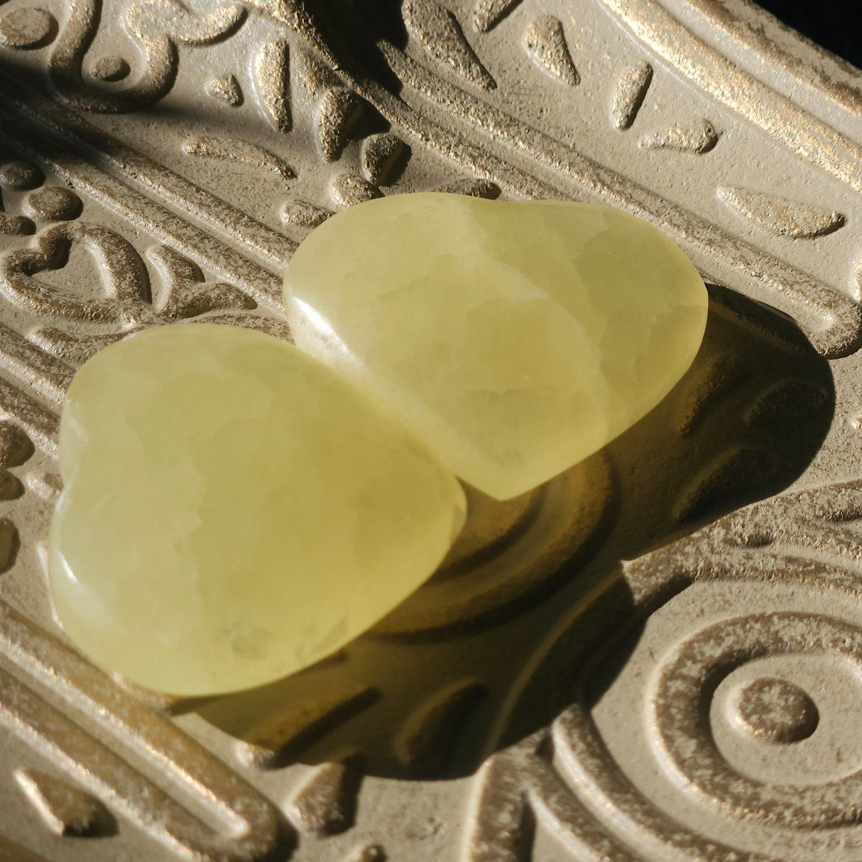 Yellow Calcite Crystal Heart