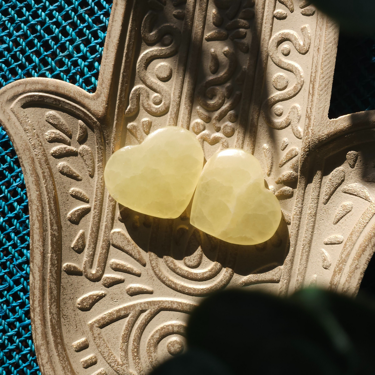 Yellow Calcite Crystal Heart