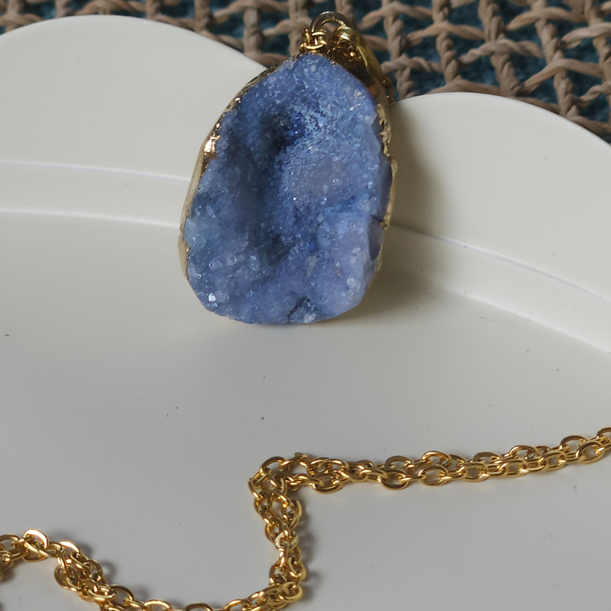 Extraordinary Angel Aura Drusy Quartz Crystal Necklace