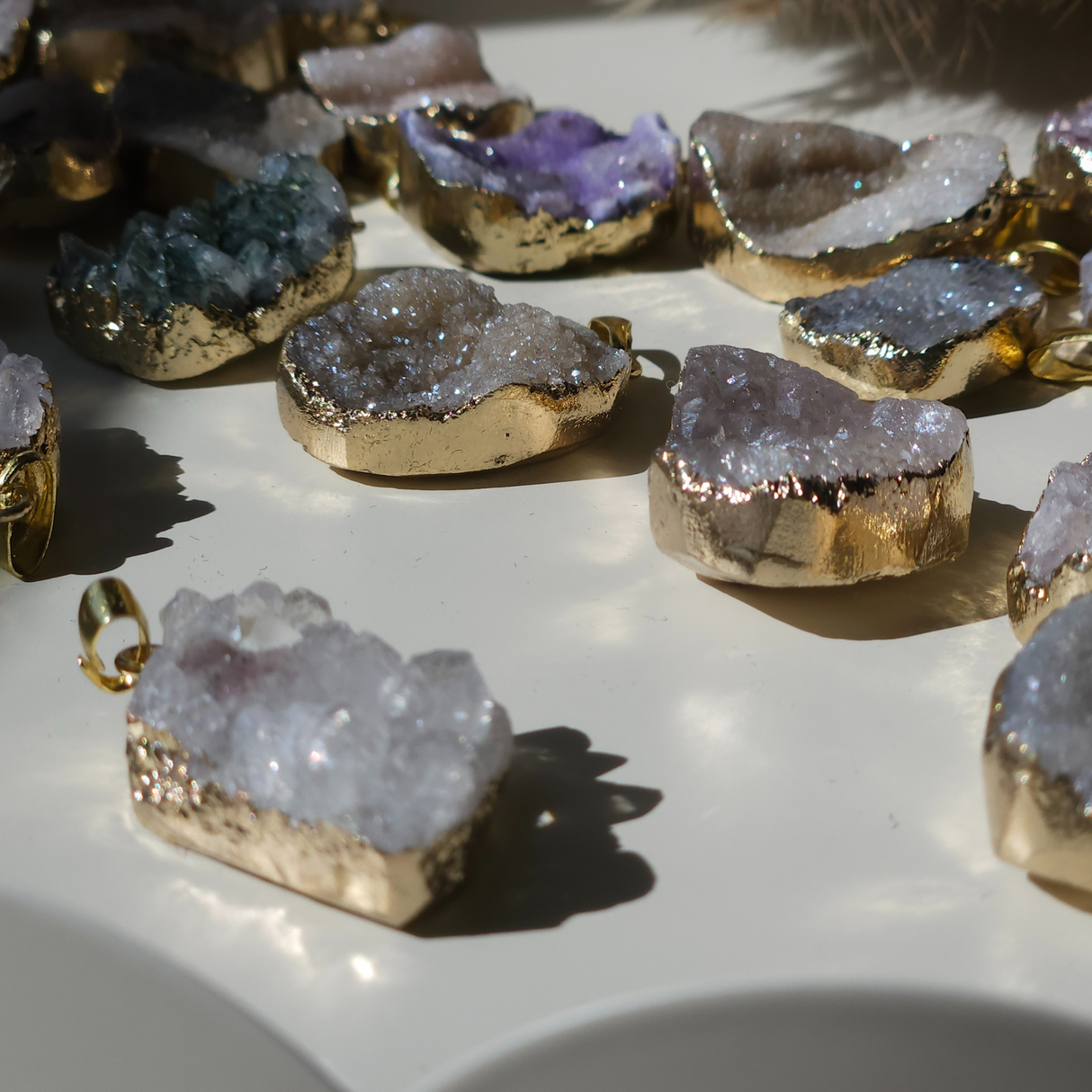 Extraordinary Angel Aura Drusy Quartz Crystal Necklace