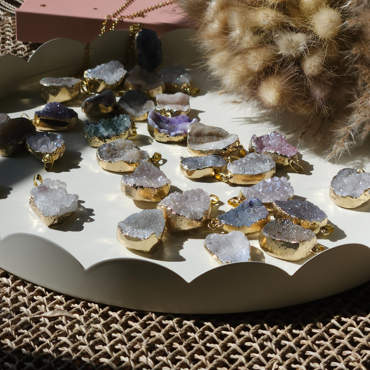 Extraordinary Angel Aura Drusy Quartz Crystal Necklace