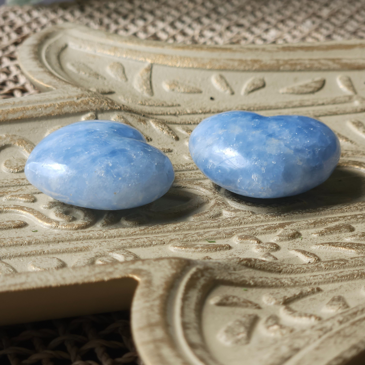 Blue Calcite Crystal Heart