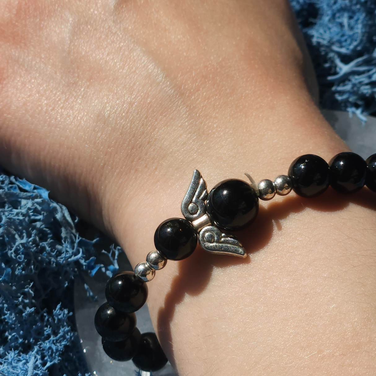 Black Tourmaline Angel Bracelet