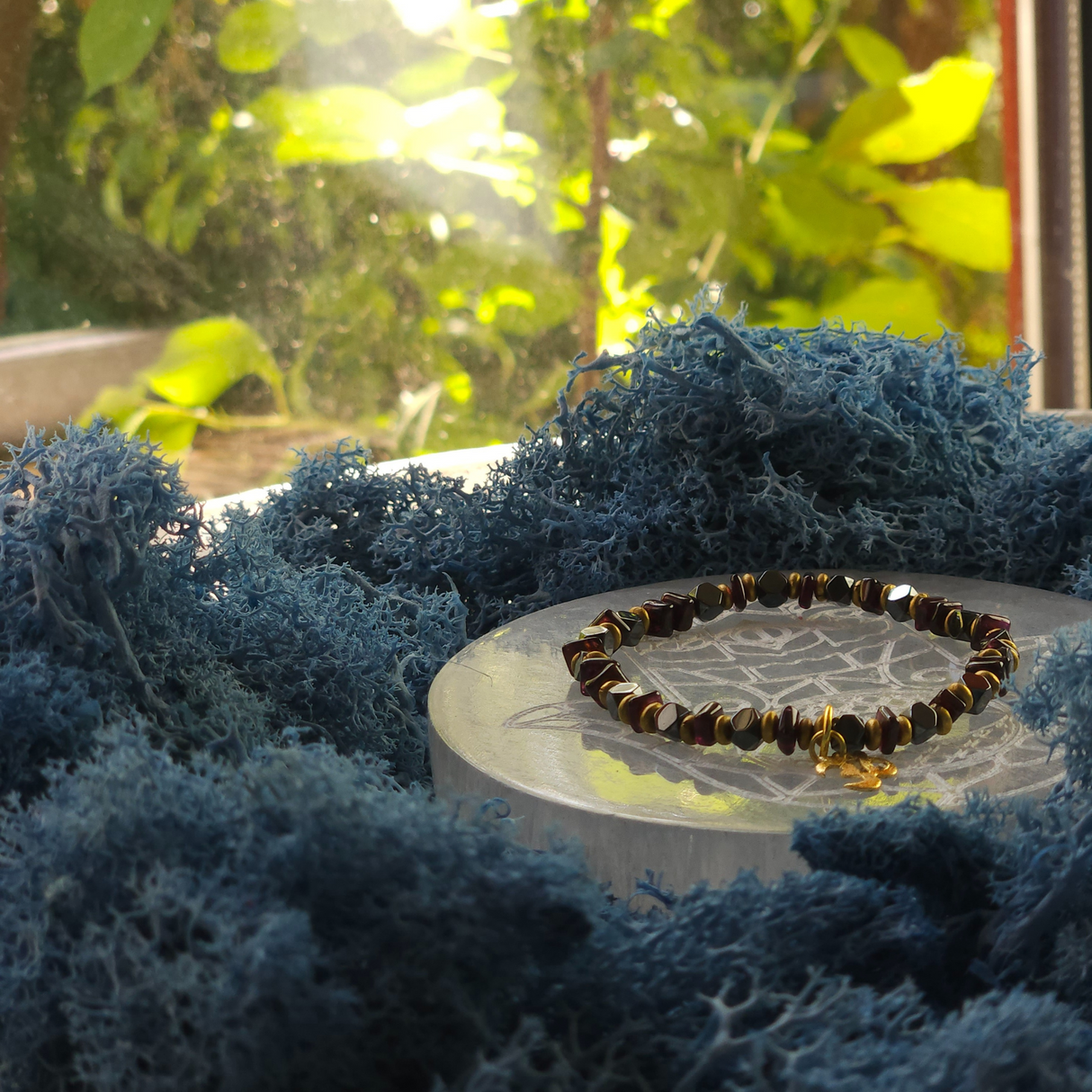 Faceted Garnet/Hematite Bracelet