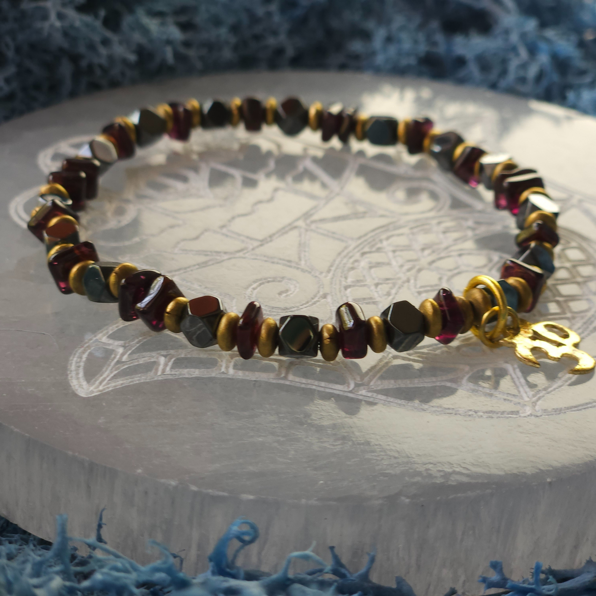 Faceted Garnet/Hematite Bracelet
