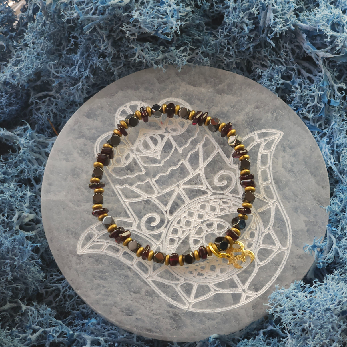 Faceted Garnet/Hematite Bracelet