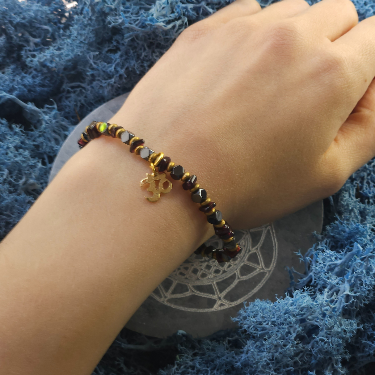 Faceted Garnet/Hematite Bracelet