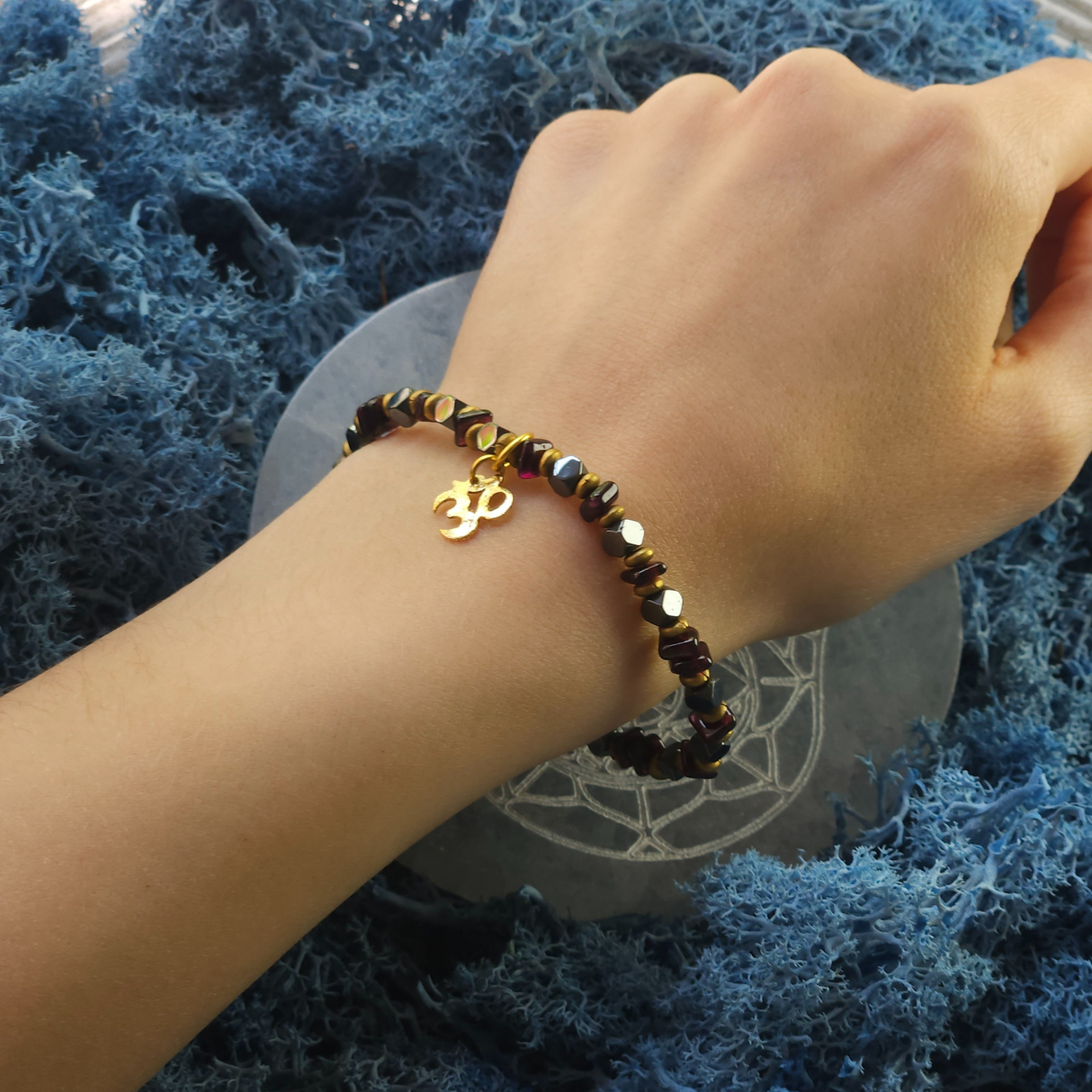 Faceted Garnet/Hematite Bracelet