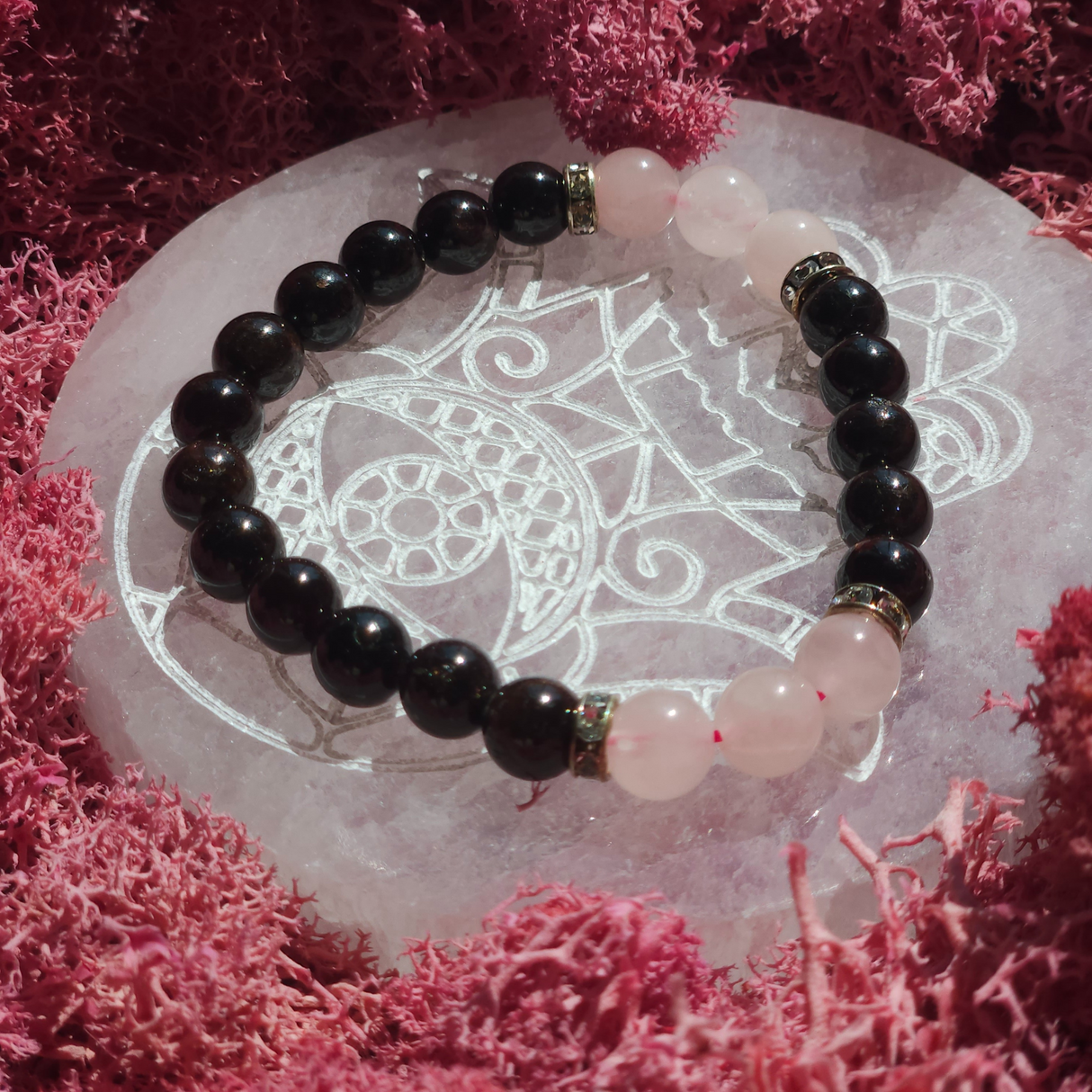 Garnet and Rose Quartz Bracelet