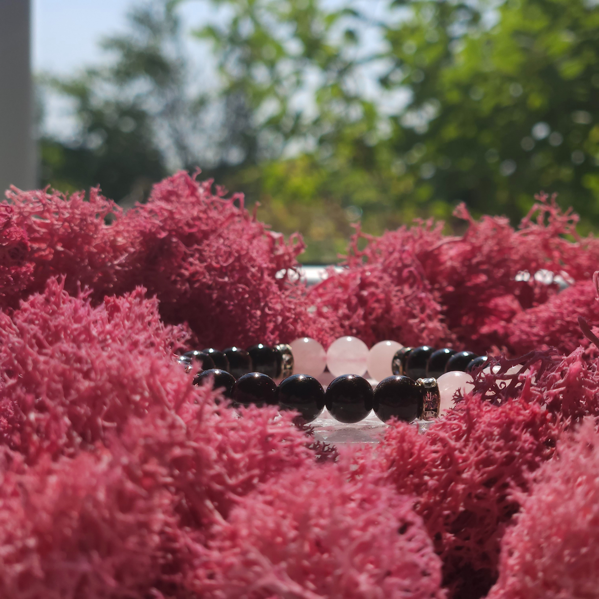 Garnet and Rose Quartz Bracelet