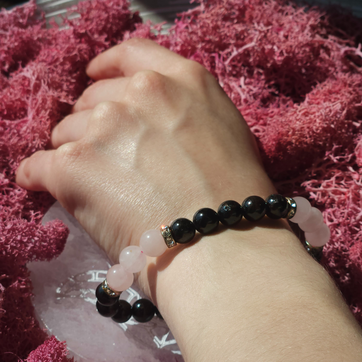 Garnet and Rose Quartz Bracelet