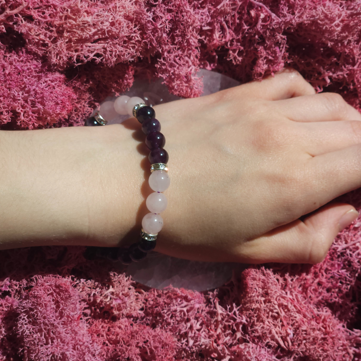 Amethyst and Rose Quartz Bracelet