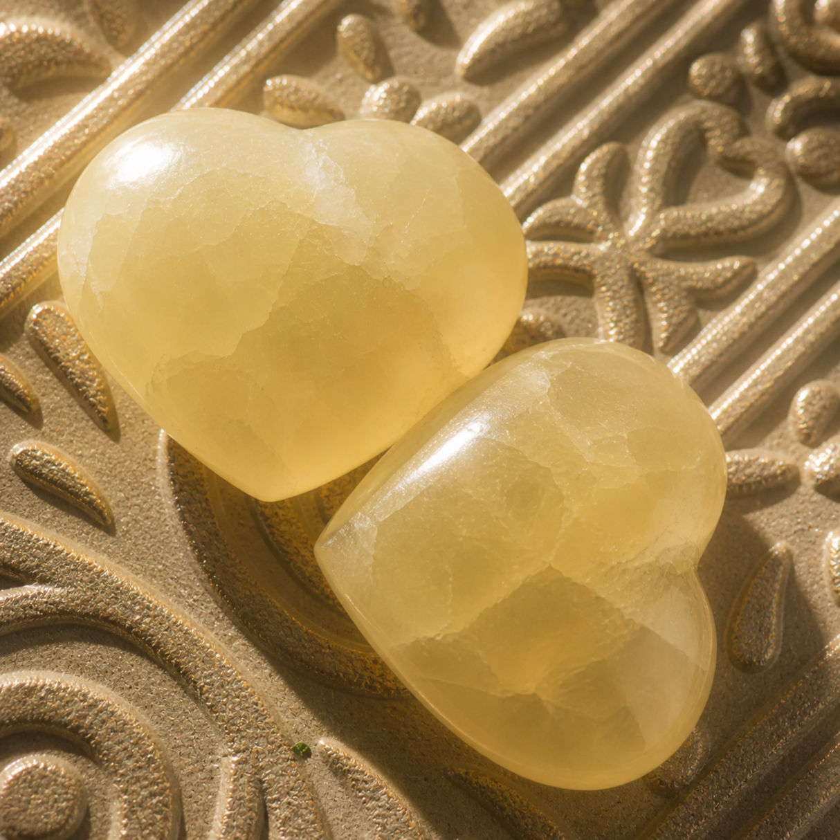 Yellow Calcite Crystal Heart