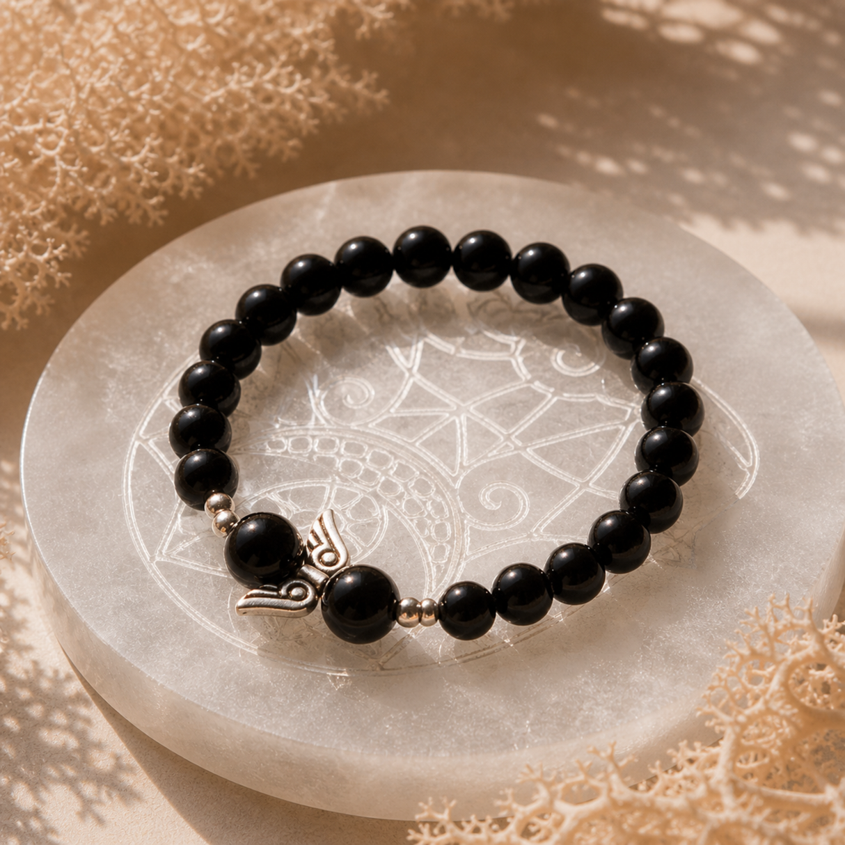 Black Tourmaline Angel Bracelet