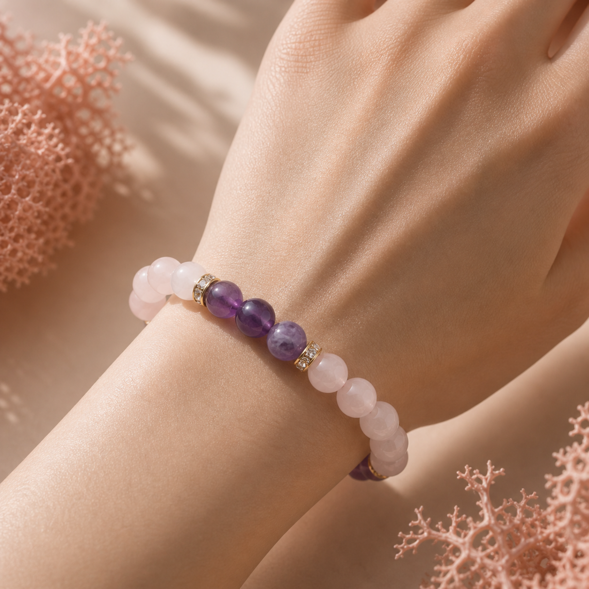 Rose Quartz and Amethyst Bracelet