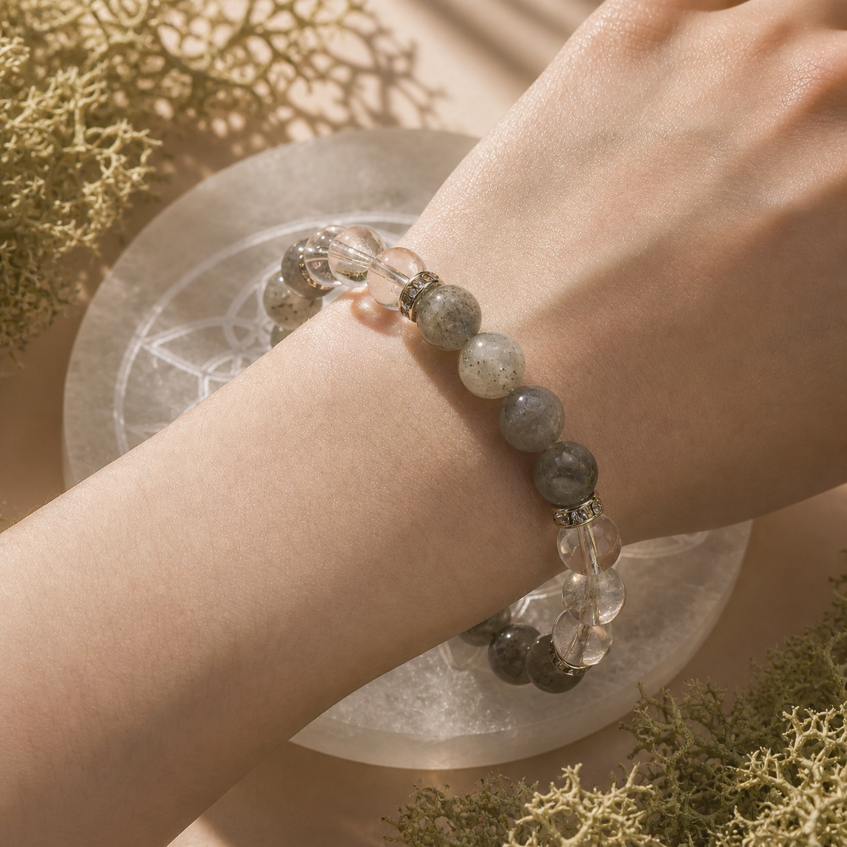 Labradorite and Rock Crystal Bracelet