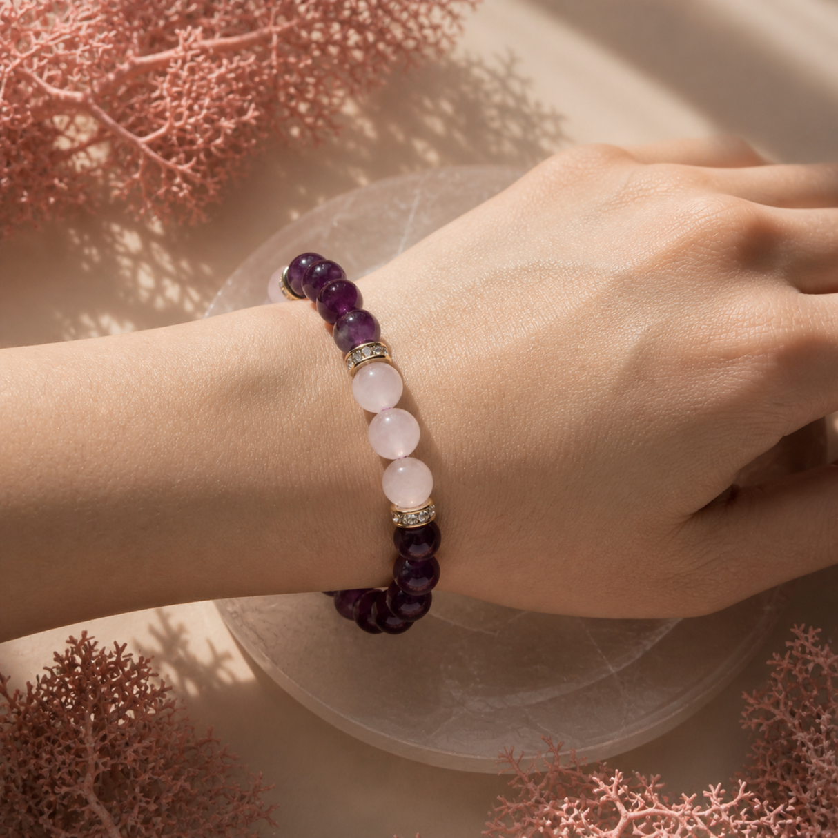 Amethyst and Rose Quartz Bracelet