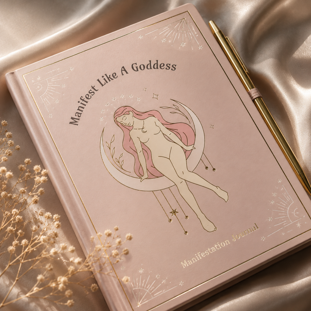 Goddess Energy Manifestation Journal and Rose Quartz Crystal Pen