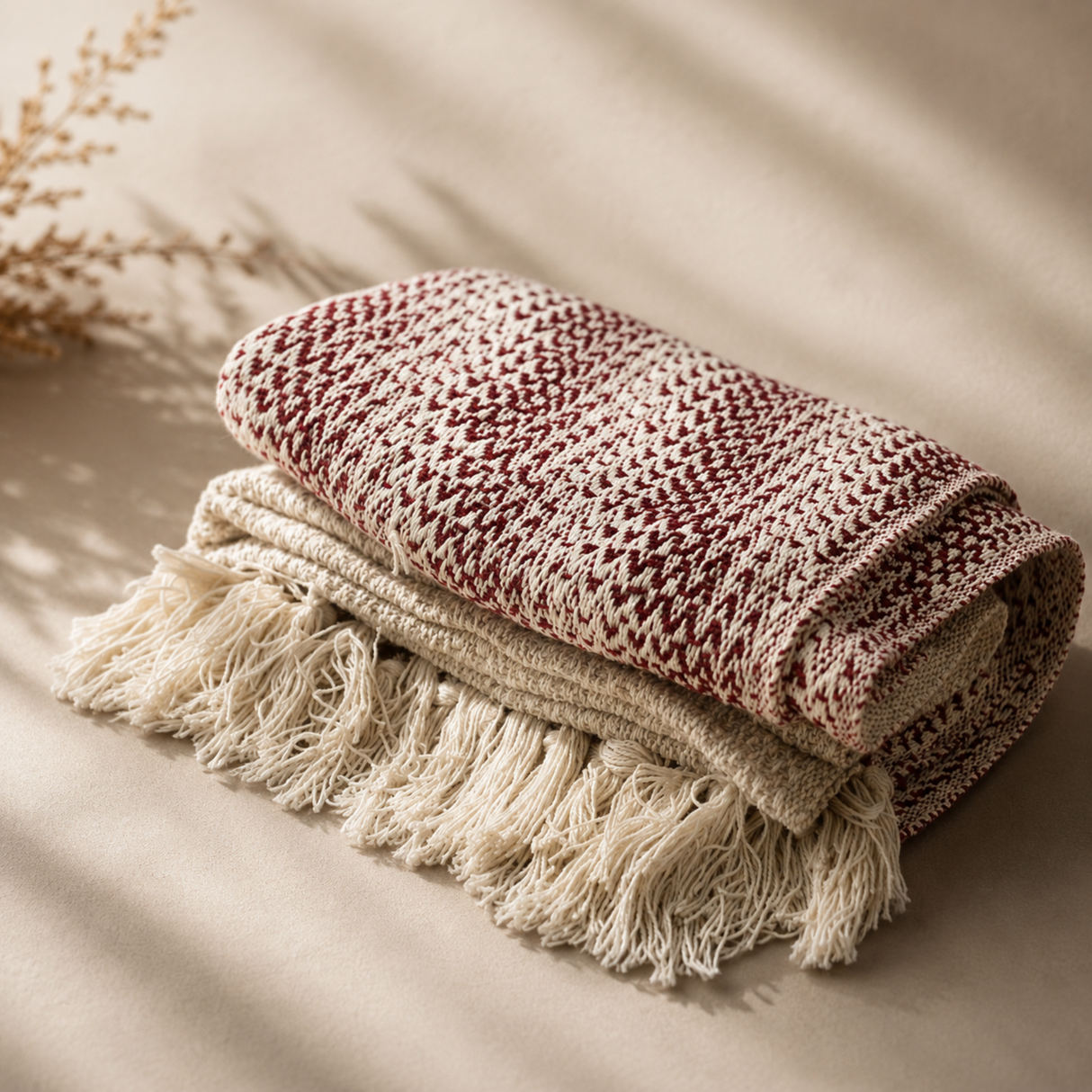 Boho Comfort Throws - 125x150cm - Ruby Two Tone