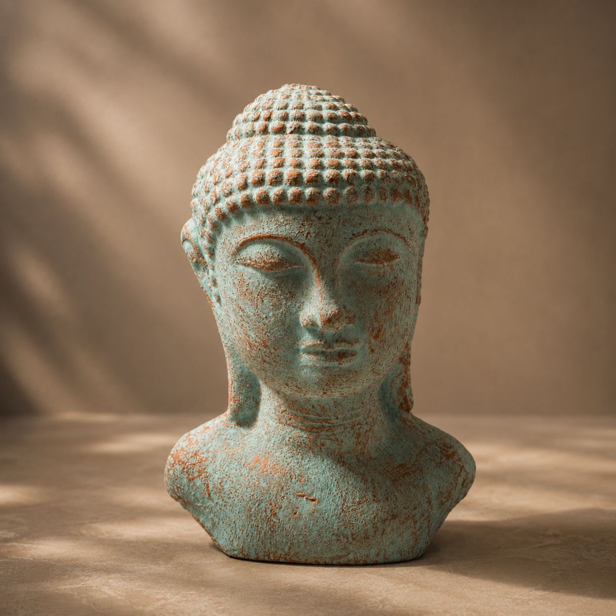 Tranquility Buddha Head - Green Copper