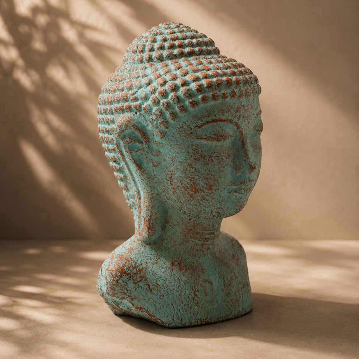 Tranquility Buddha Head - Green Copper