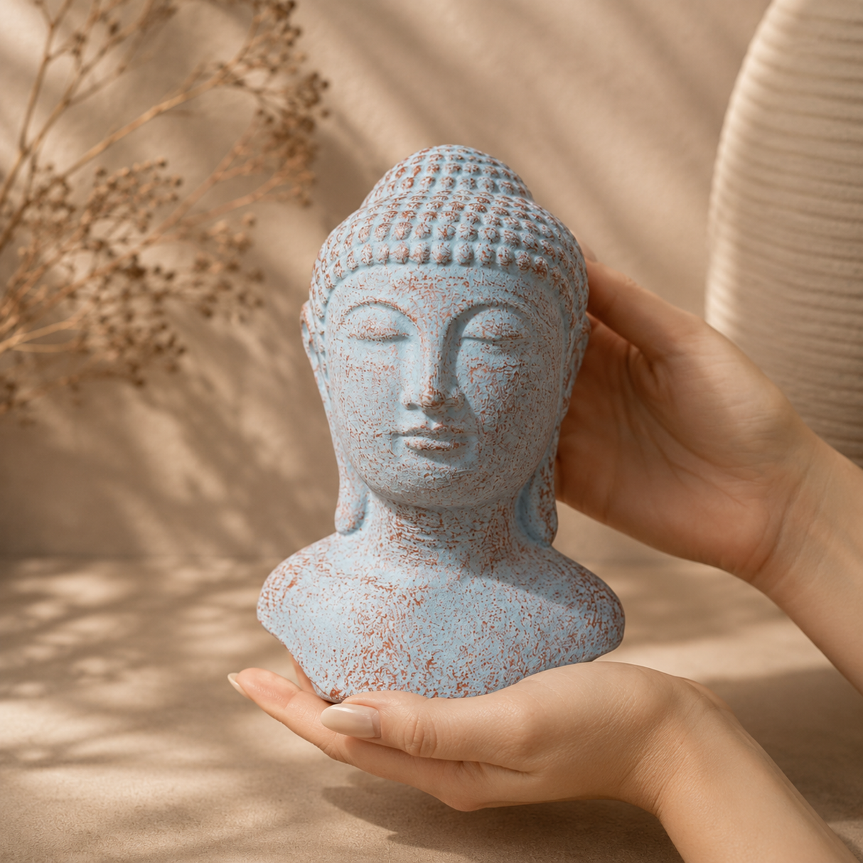 Tranquility Buddha Head - Blue Copper