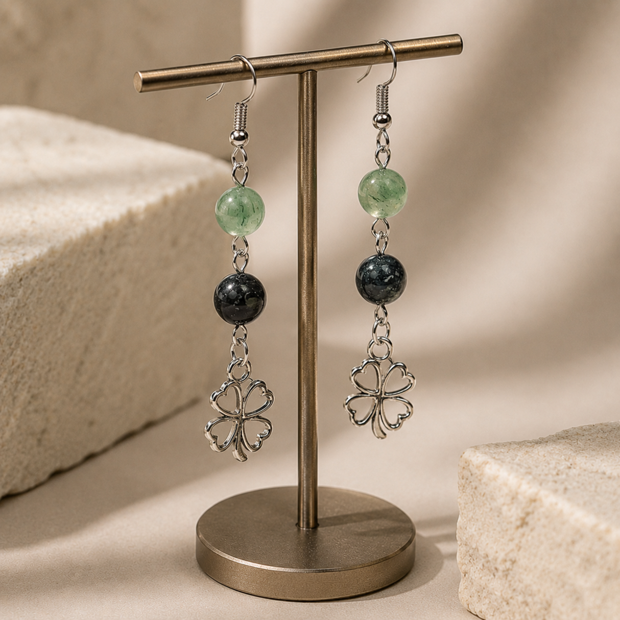 Clover Earrings with Kambaba Jasper & Green Aventurine
