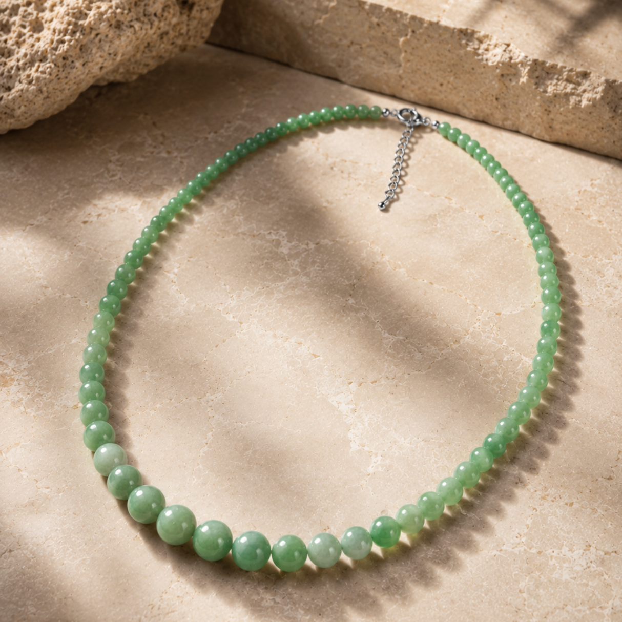 Natural Green Aventurine Drop Bead Necklace