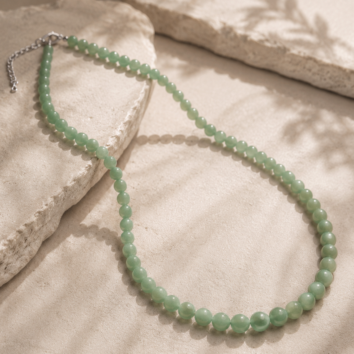 Natural Green Aventurine Drop Bead Necklace