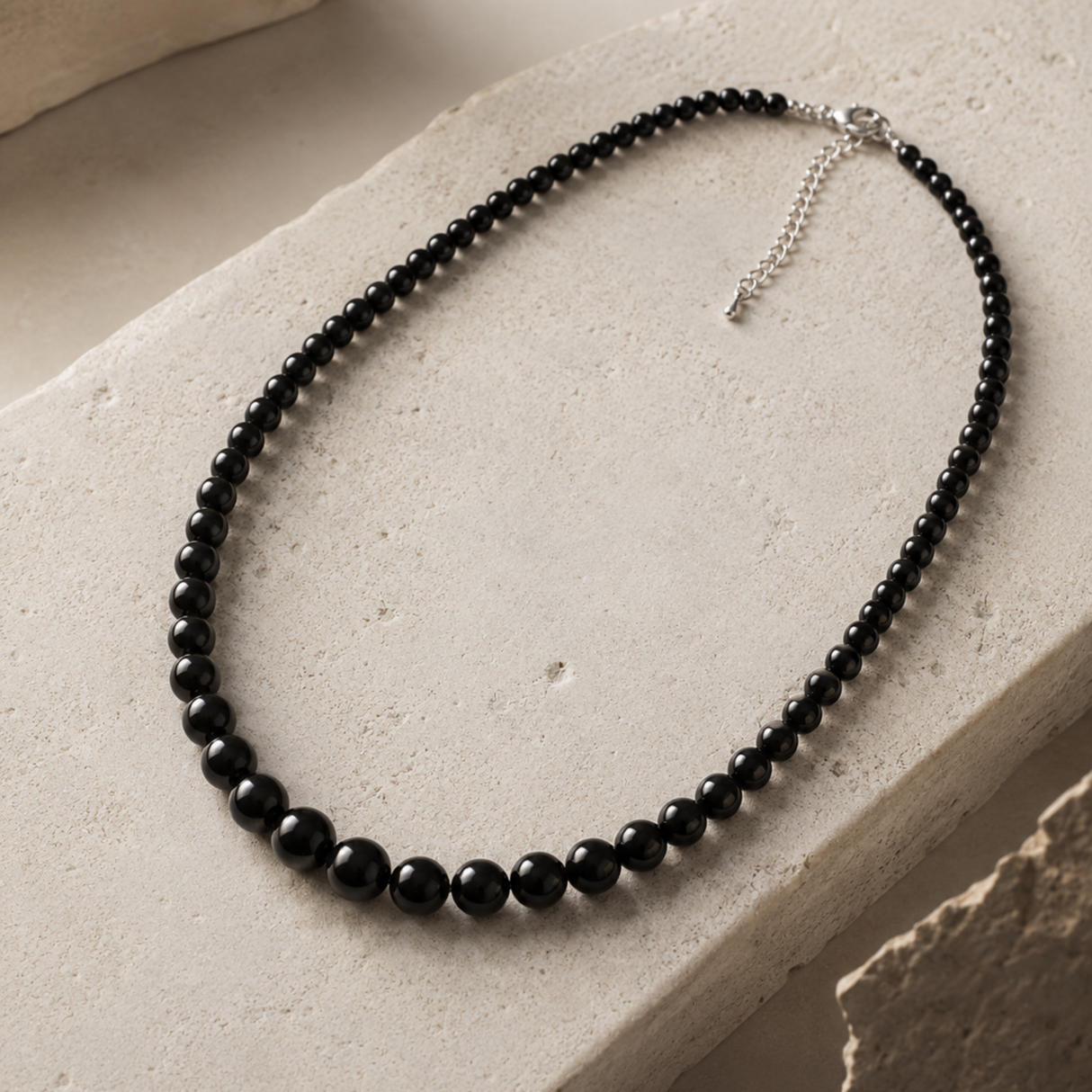 Eye of Heaven Obsidian Drop Bead Necklace