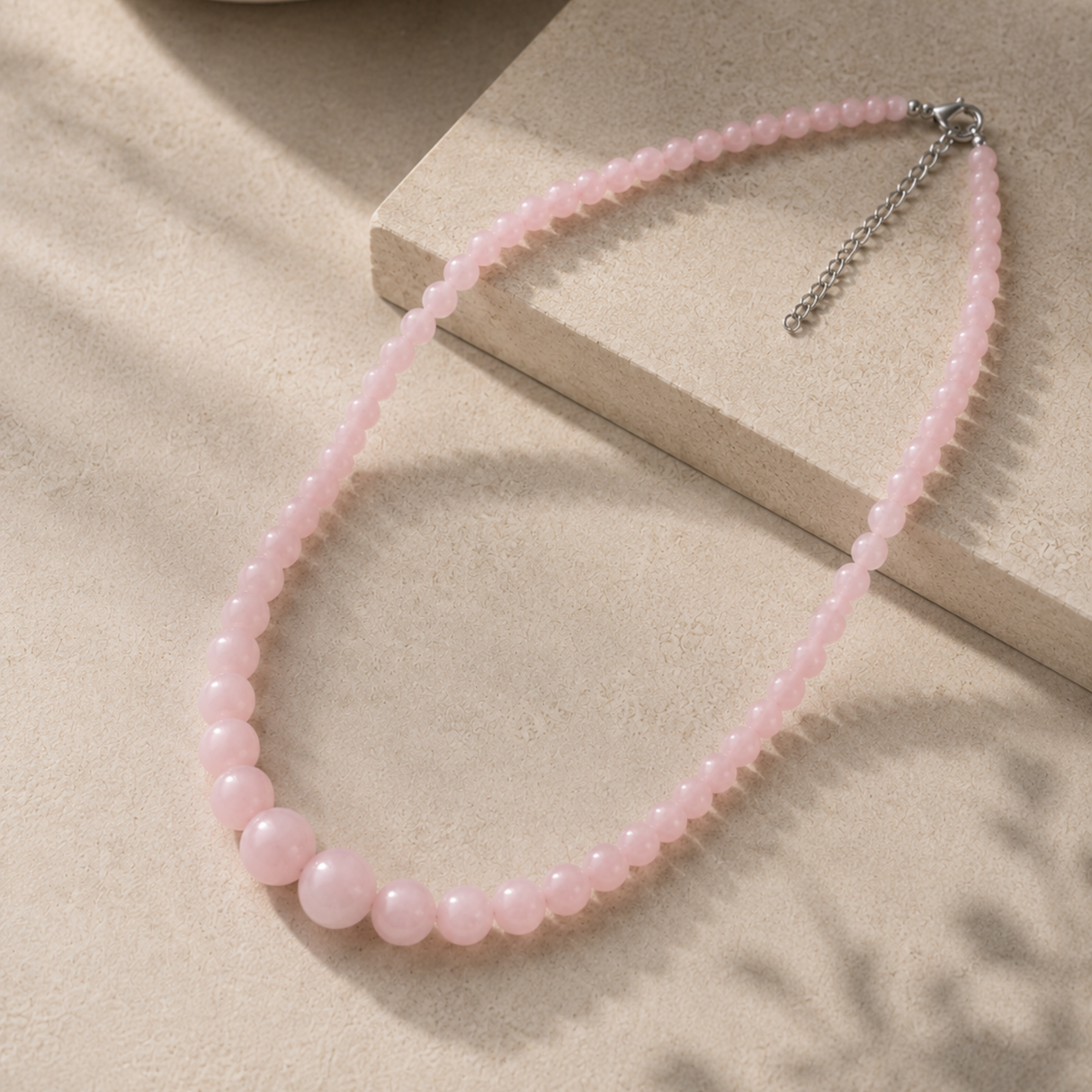 Rose Quartz Drop Bead Necklace
