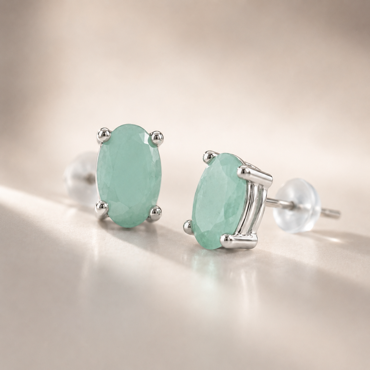 Emerald Solitaire Stud Earrings