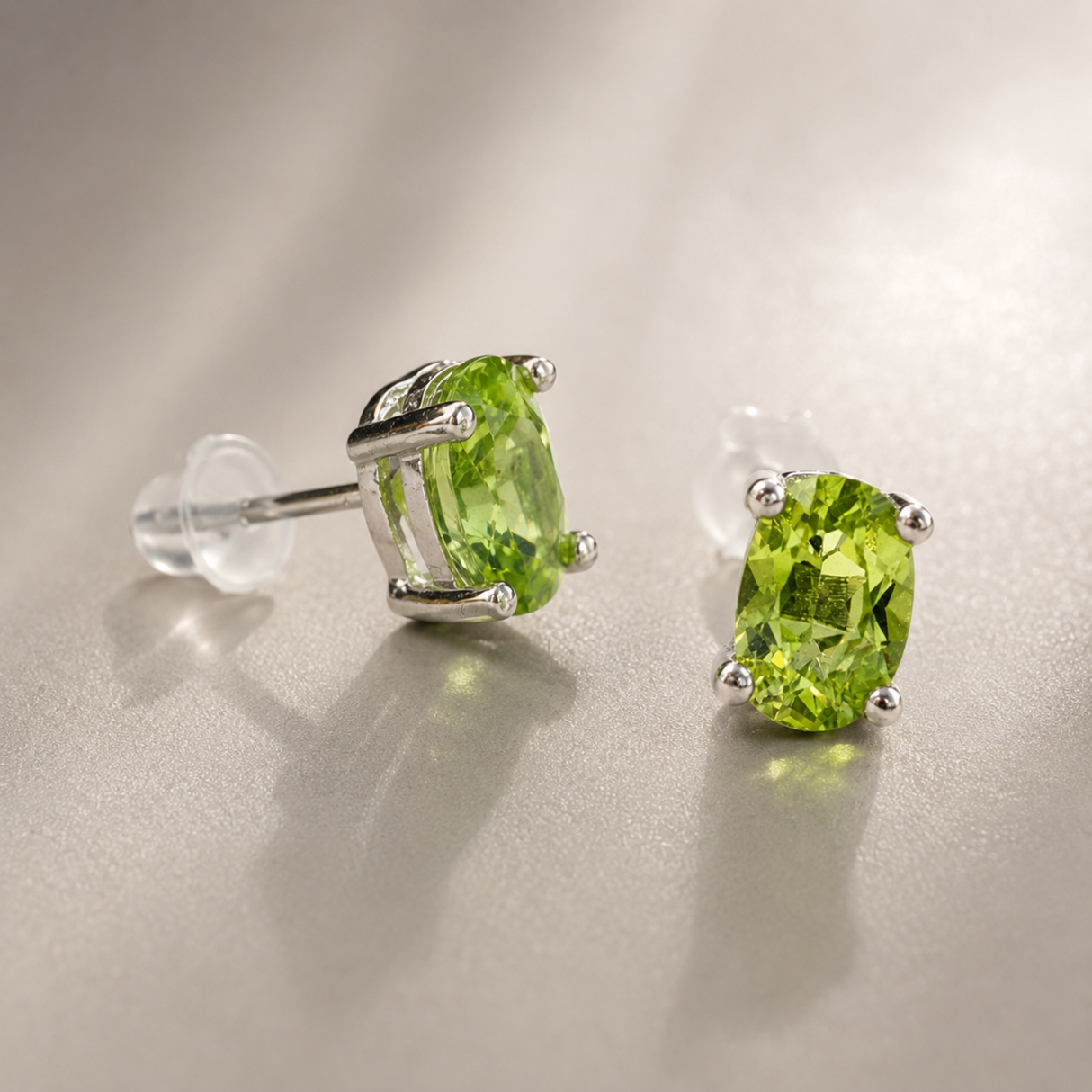 Minimalist Peridot Solitaire Earrings