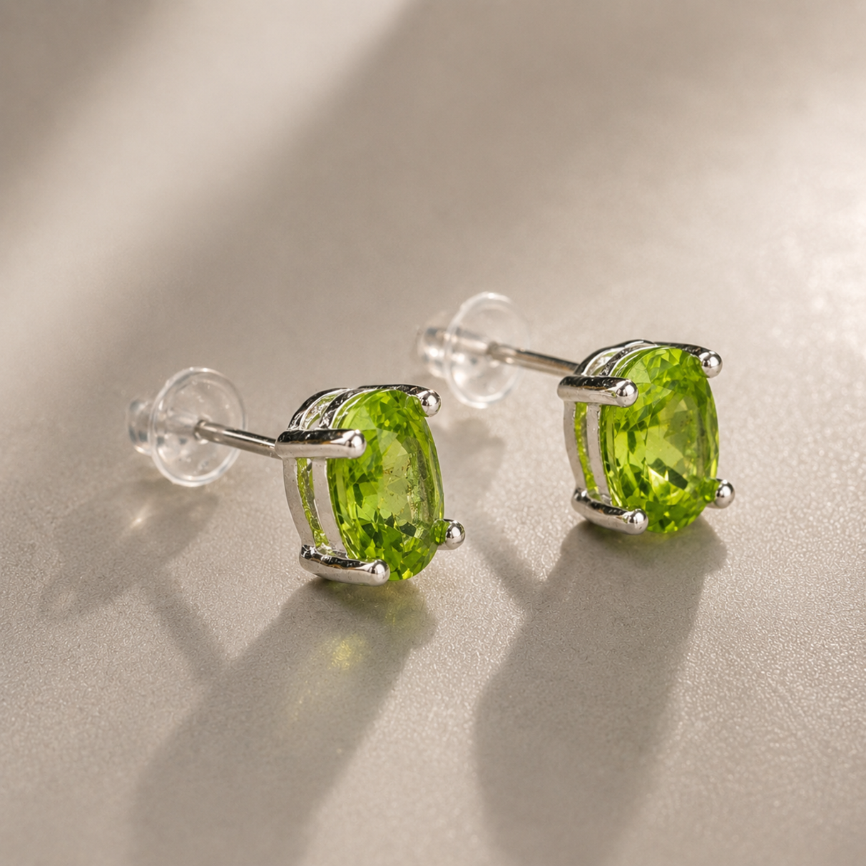 Minimalist Peridot Solitaire Earrings