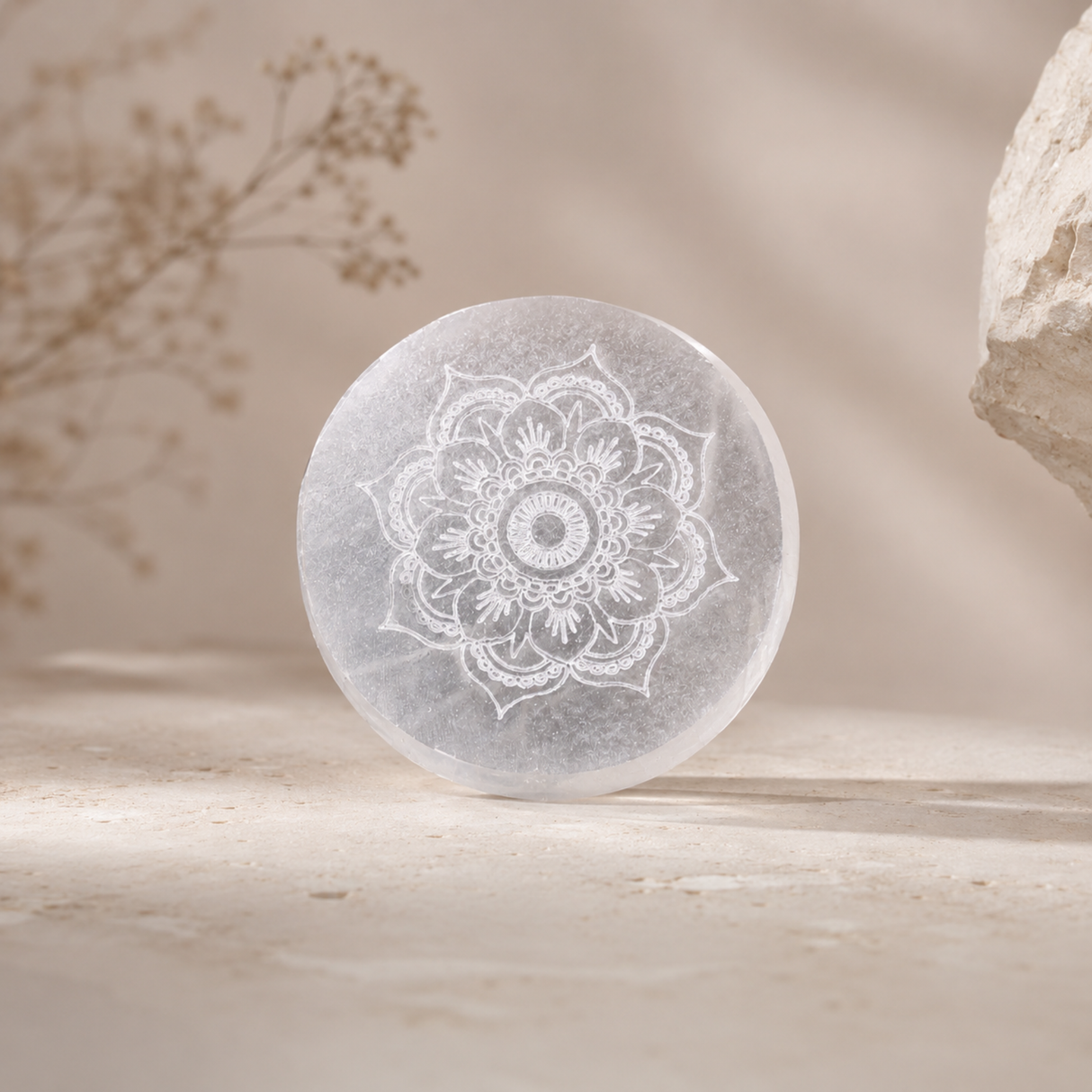 Mandala Selenite Charging Plate