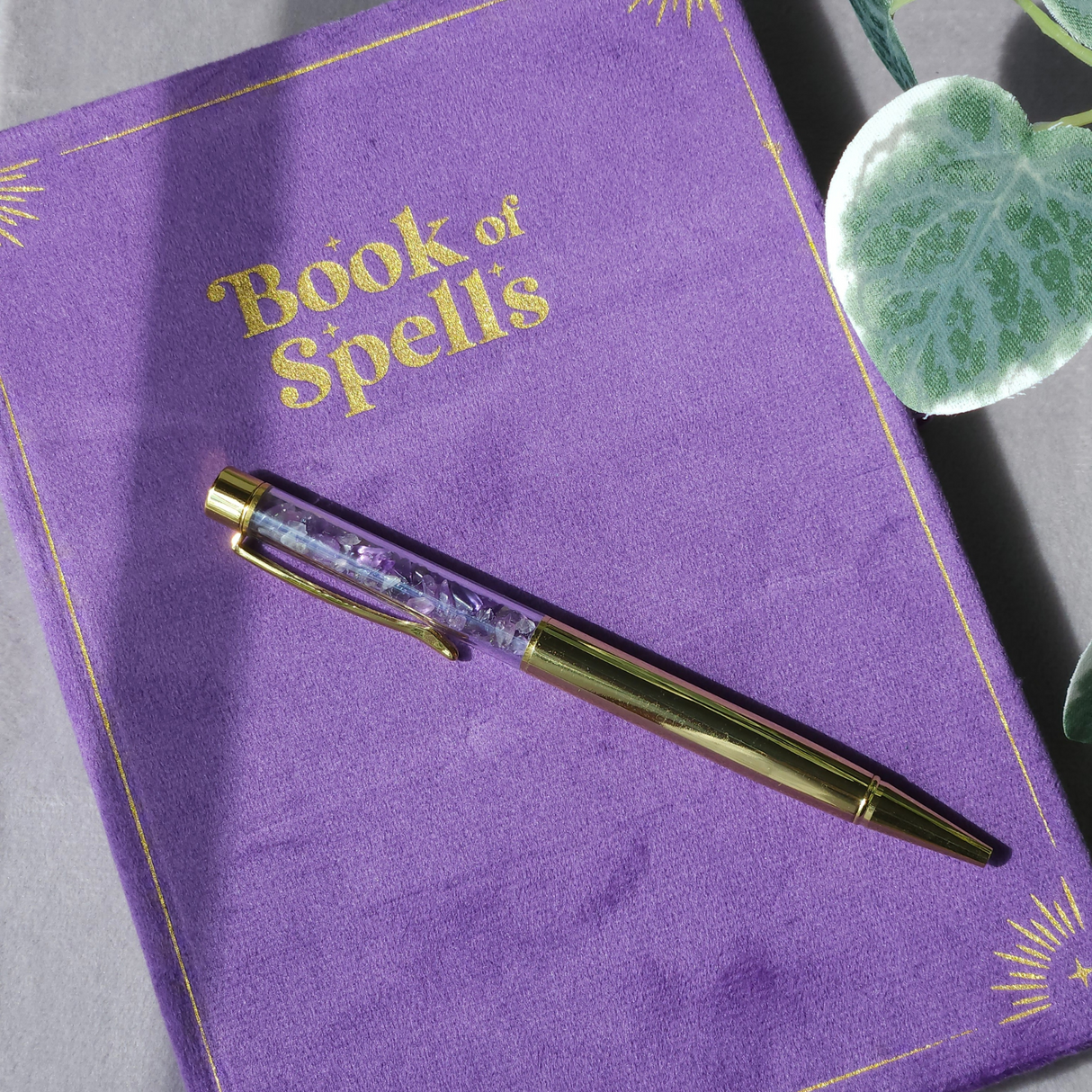 Book of Spells Journal with Amethyst Crystal Pen