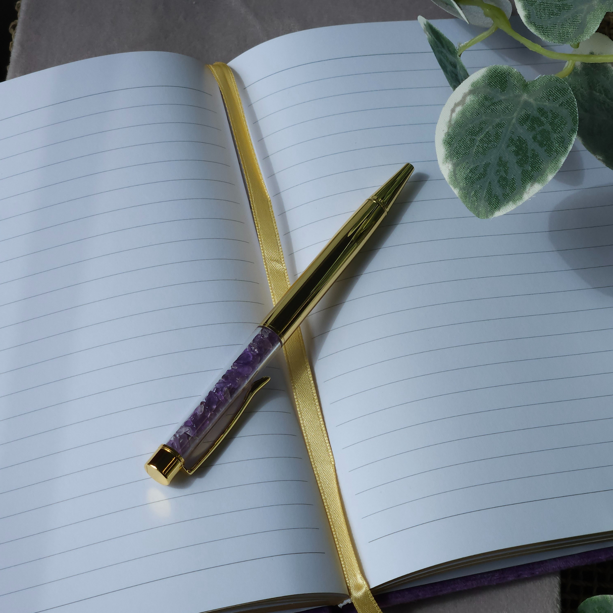 Book of Spells Journal with Amethyst Crystal Pen