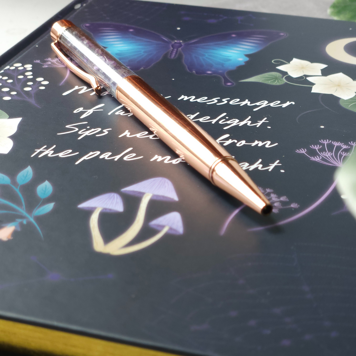 Midnight Moth Journal with Amethyst Pen