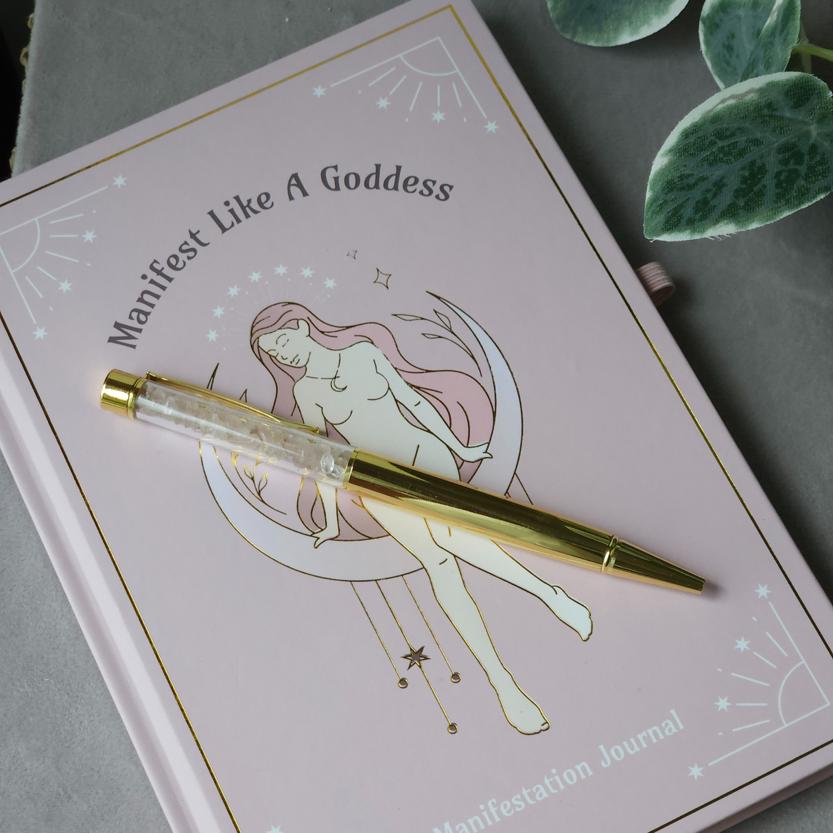 Goddess Energy Manifestation Journal and Rose Quartz Crystal Pen