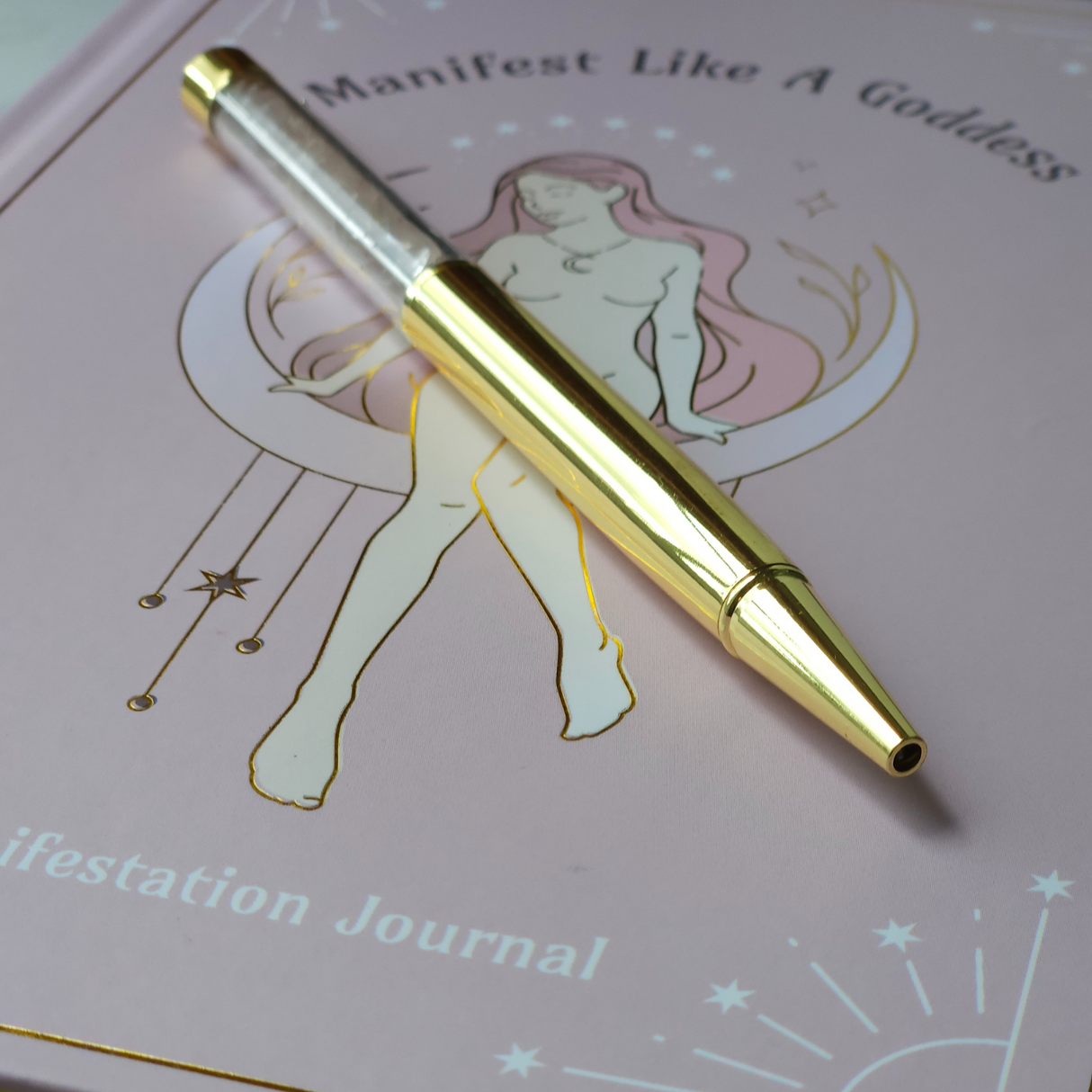 Goddess Energy Manifestation Journal and Rose Quartz Crystal Pen