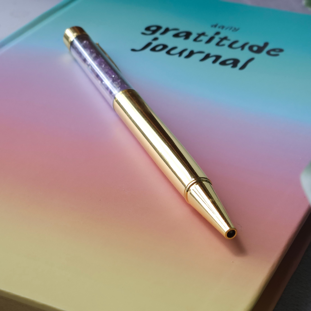 Multicoloured Gratitude Journal with Amethyst Pen