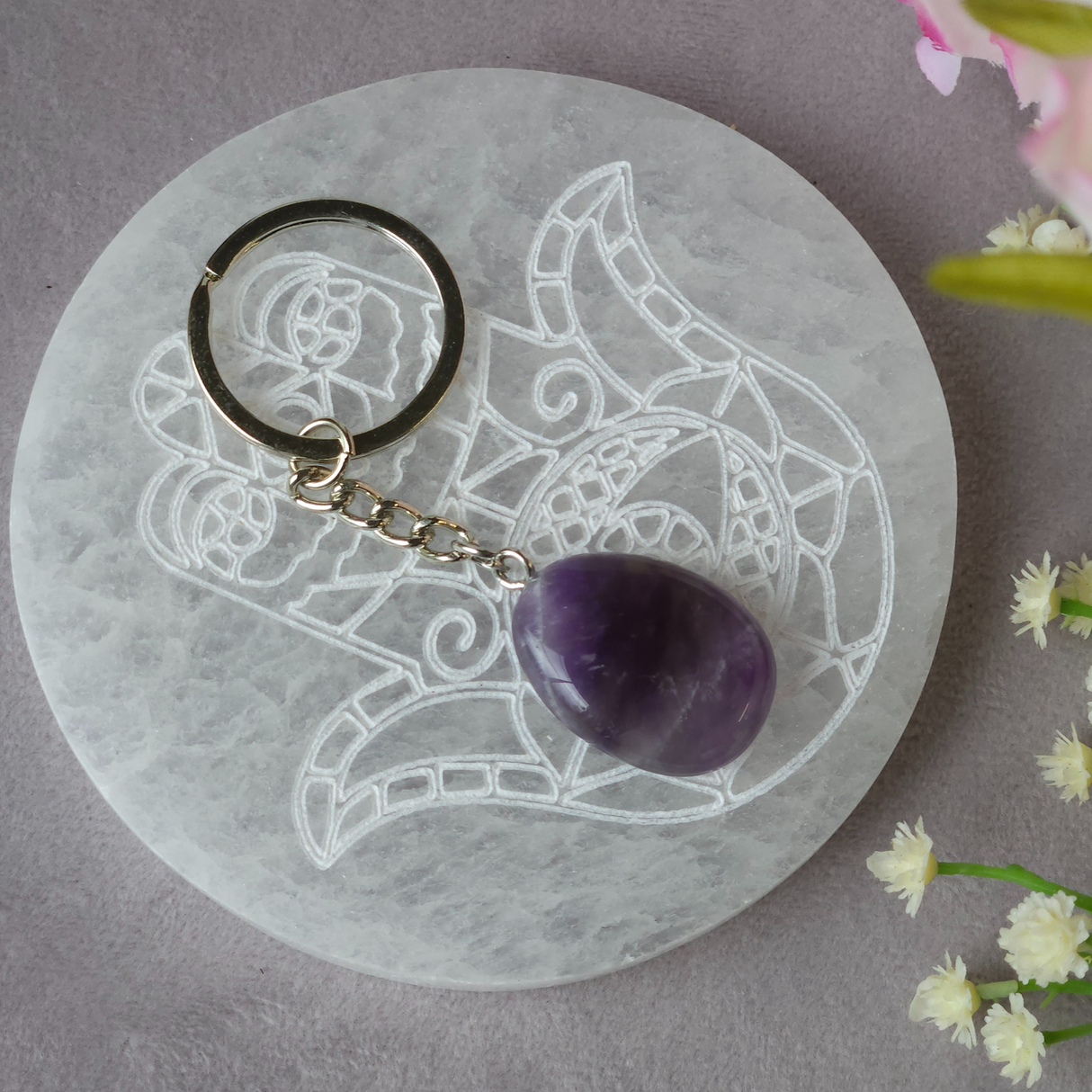 Amethyst Drop Keyring