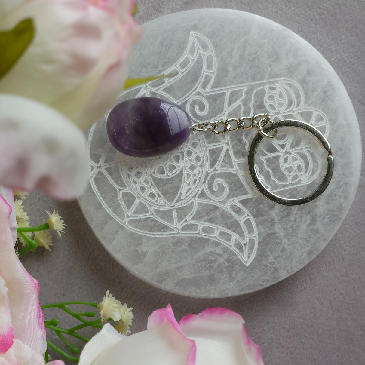 Amethyst Drop Keyring