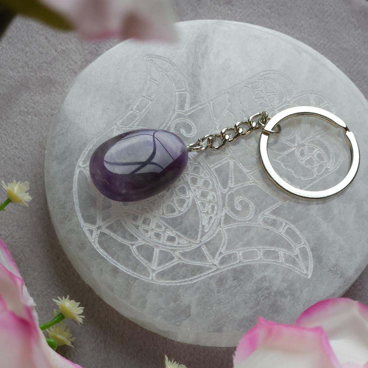 Amethyst Drop Keyring