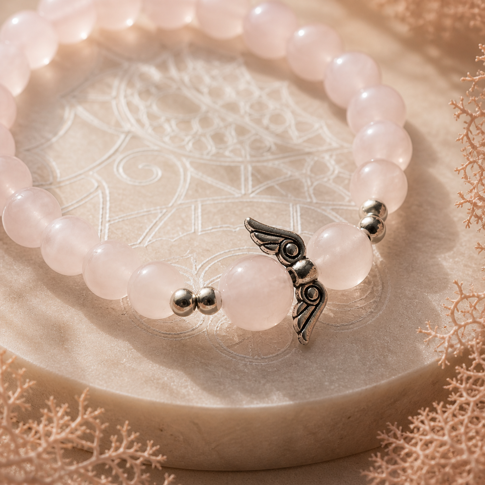 Rose Quartz Angel Bracelet