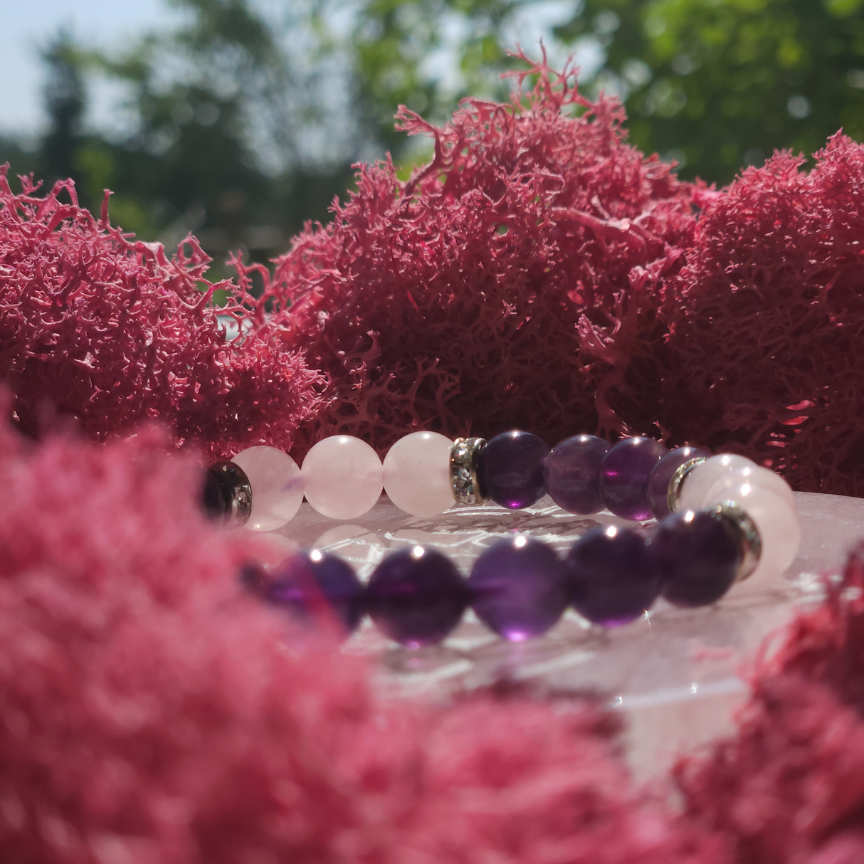 Amethyst and Rose Quartz Bracelet