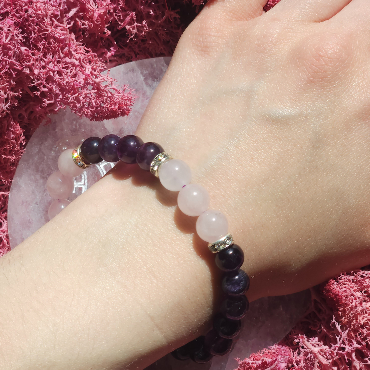 Amethyst and Rose Quartz Bracelet