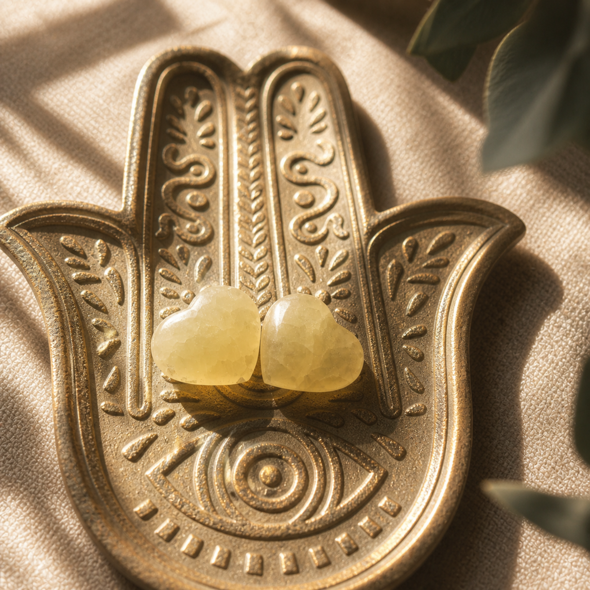 Yellow Calcite Crystal Heart